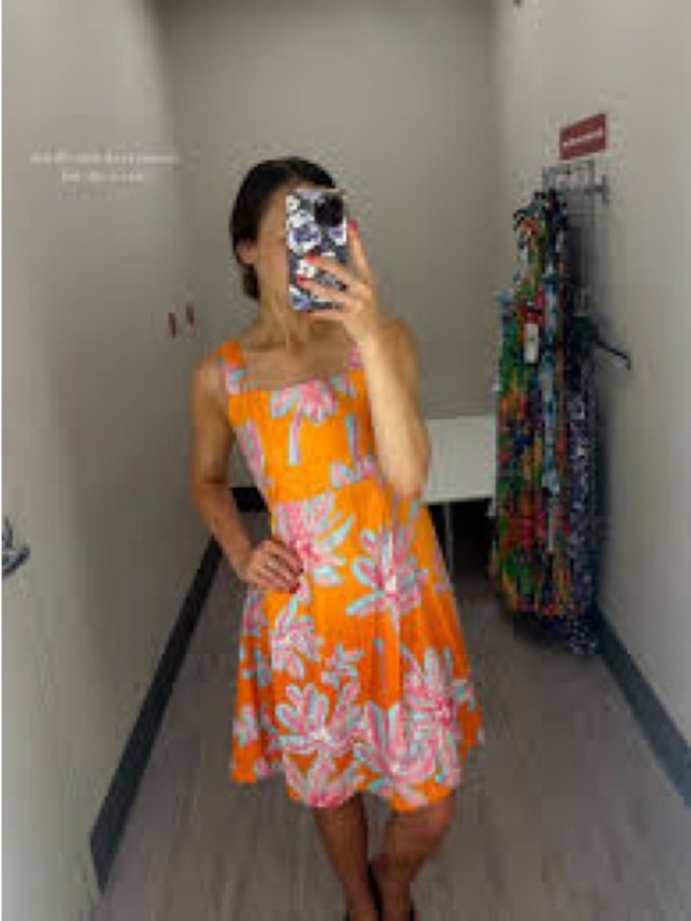 NWT bellambia made in Italy Orange Floral Mini Dress with Pink Print - Women